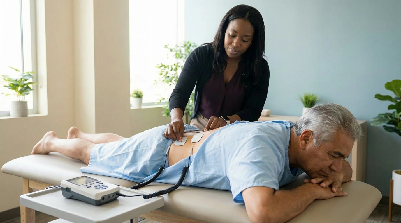 Electrical muscle stimulation therapy session