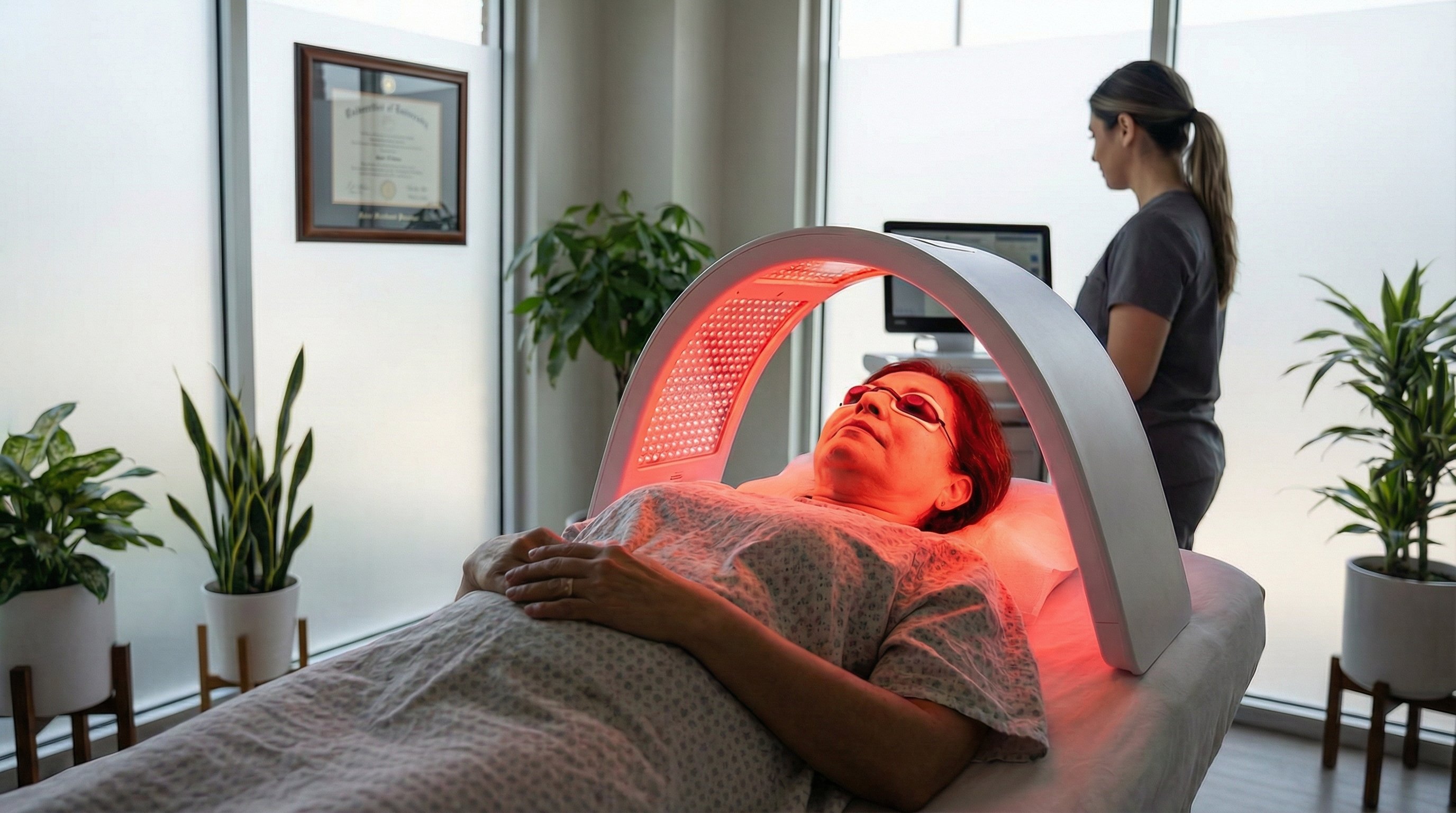 Red light therapy treatment for cellular healing and pain relief